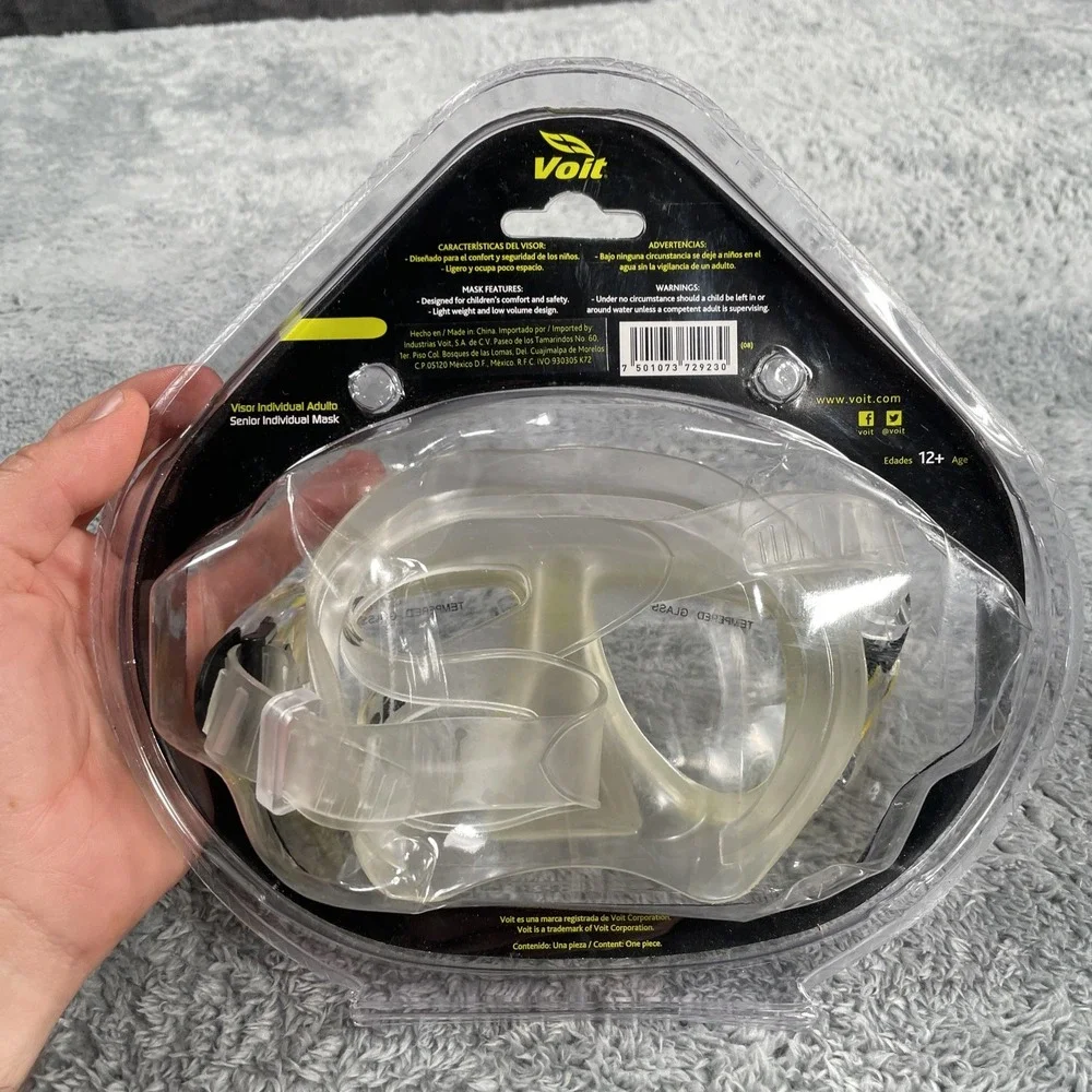 Voit Tempered Glass Lens Diving Goggles Scuba Swim Mask Yellow NEW SEALED